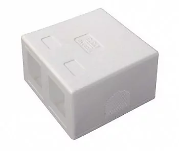 Корпус розетки для модуля Keystone, 2 порта, белый