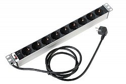 Блок розеток Rem-16 с инд., 9 Shuko, 16A, алюм., 19", шнур 1,8 м. 1U черный, R-16-9S-I-440-1.8