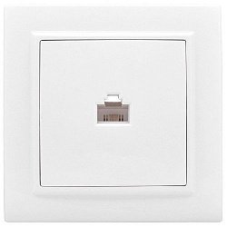 Розетка RJ-45 1-местная СП белая EKF Минск Basic ERK01-035-10