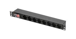 Блок электрических розеток 19" на 8 гнезд TLK-RSC08-MTF-01-BK