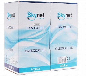 UTP 4PR  24AWG  CAT5e  305м   SKYNET  Premium outdoor 4x2x0.51 steel rope (ТРОС)