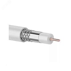 Кабель коаксиальный REXANT RG-6U+CU, 48*, 75 Ом, 100м., белый (01-2221)
